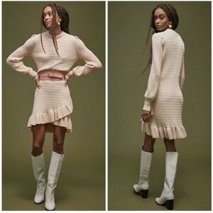 Anthropologie Cream Asymmetrical Skirt